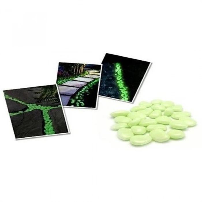 Adshome® Gece Karanlıkta Işık Vererek Parlayan Dekoratif Çakıl Taşları