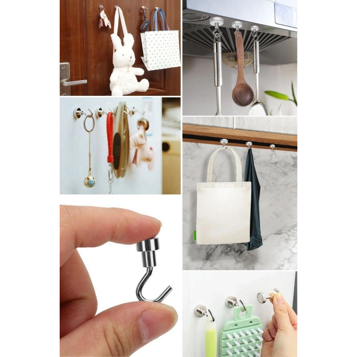 Adshome® Güçlü Manyetik Mutfak,Banyolar İçin Çok Amaçlı 2li Magnet Askı