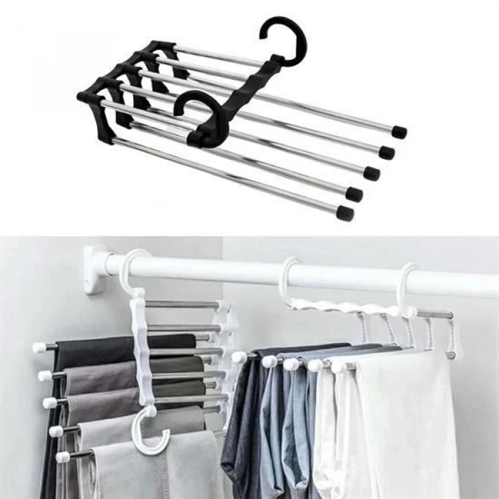 Adshome®  Hareketli Dolap İçi Pantolon Kravat Şal Askı Sistemi Düzenleyici Katmanlı Askılık Organizer