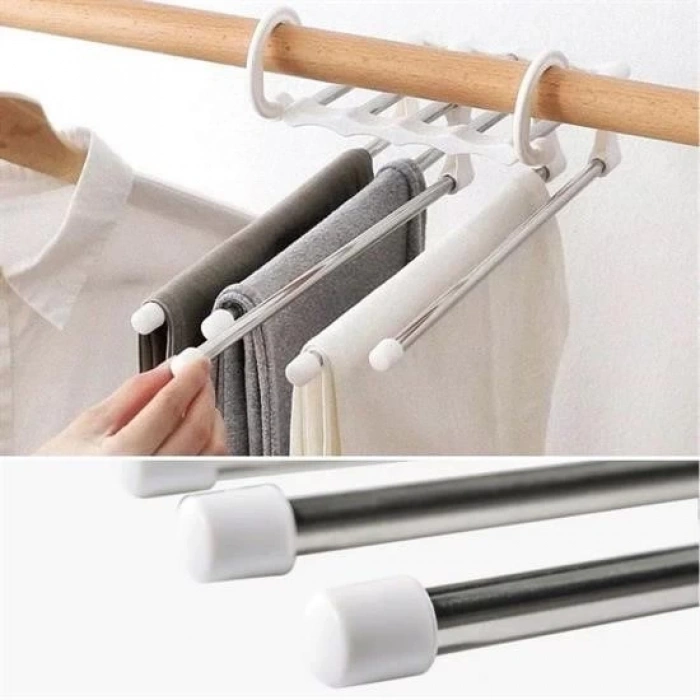 Adshome®  Hareketli Dolap İçi Pantolon Kravat Şal Askı Sistemi Düzenleyici Katmanlı Askılık Organizer