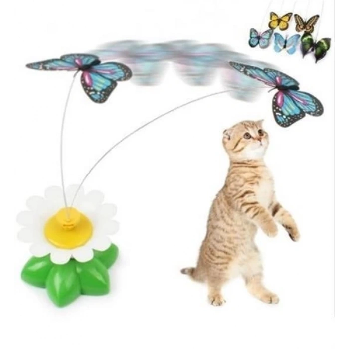 Adshome® Hareketli Dönen Kelebek - Kedi Oyuncağı ( Pille Çalışır)