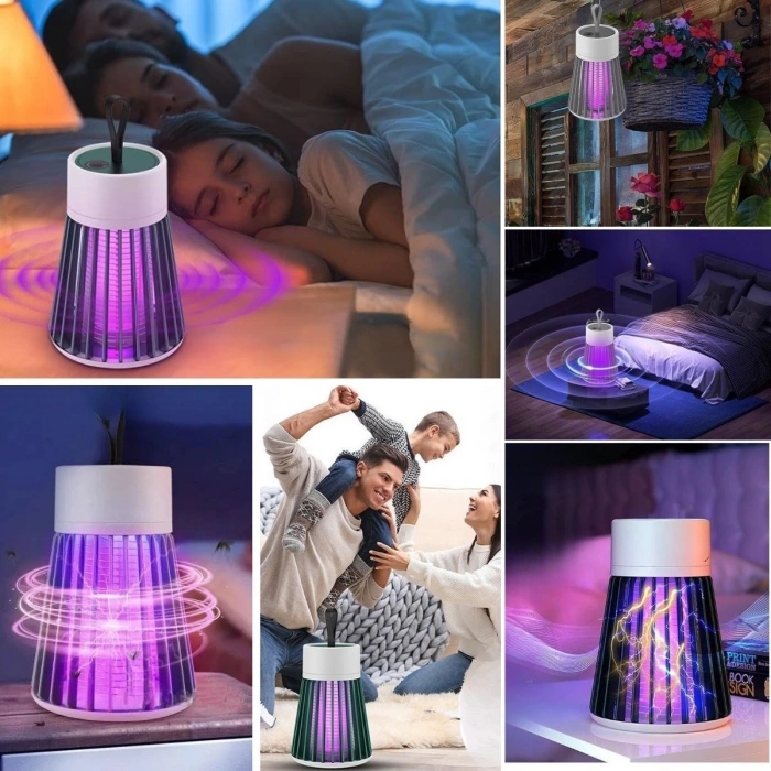 Adshome® İç ve Dış Mekanlar İçin Şarjlı Sinek Öldürücü Sivrisinek Kovucu,UV Işıklı Sineksavar Taşınabilir Gece Lambası