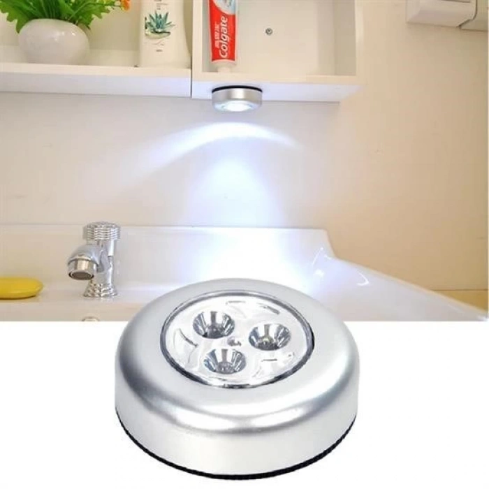 Adshome® Kablosuz Spot Pilli Dokunmatik Led Lamba 3 Ledli Dolap Lambası