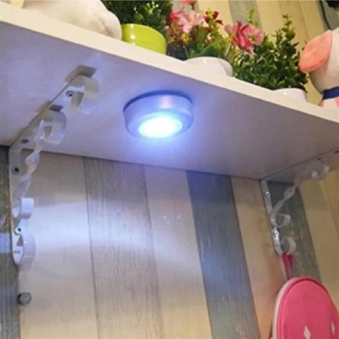 Adshome® Kablosuz Spot Pilli Dokunmatik Led Lamba 3 Ledli Dolap Lambası
