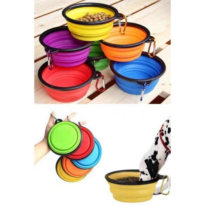 Adshome® Katlanabilir Kedi Köpek Mama ve Su Kabı Köpek Oyuncağı