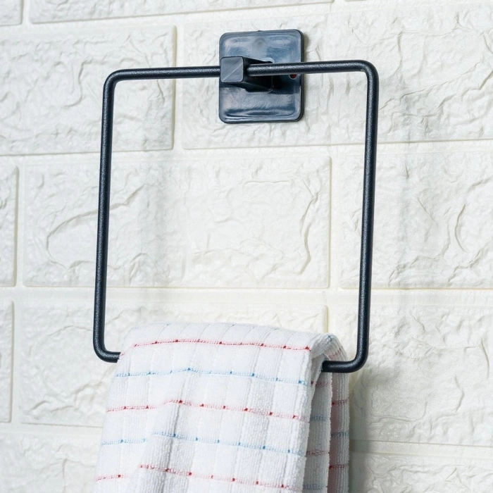 Adshome® Kendiliğinden Yapışkanlı Siyah Paslanmaz Metal Kare Havluluk