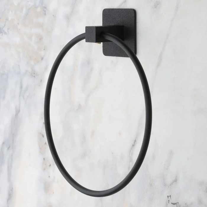 Adshome® Kendiliğinden Yapışkanlı Siyah Paslanmaz Metal Yuvarlak Havluluk