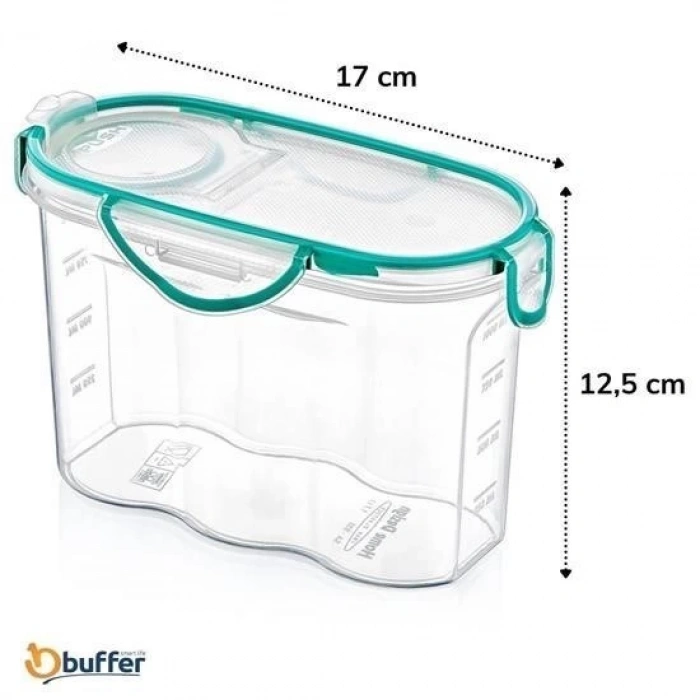 Adshome® Kilitli Kapaklı Contalı Hava,Su Sıvı Geçirmez 1,2 Litre Erzak Saklama Kabı-SA580