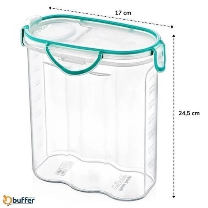 Adshome® Kilitli Kapaklı Contalı Hava,Su Sıvı Geçirmez 2,4 Litre Erzak Saklama Kabı-SA590