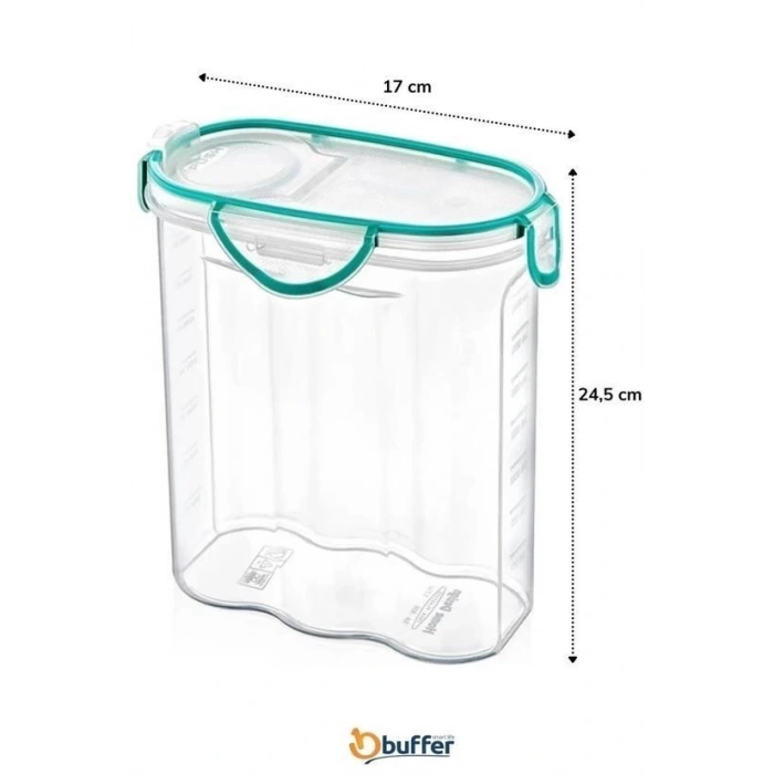 Adshome® Kilitli Kapaklı Contalı Hava,Su Sıvı Geçirmez 2,4 Litre Erzak Saklama Kabı-SA590
