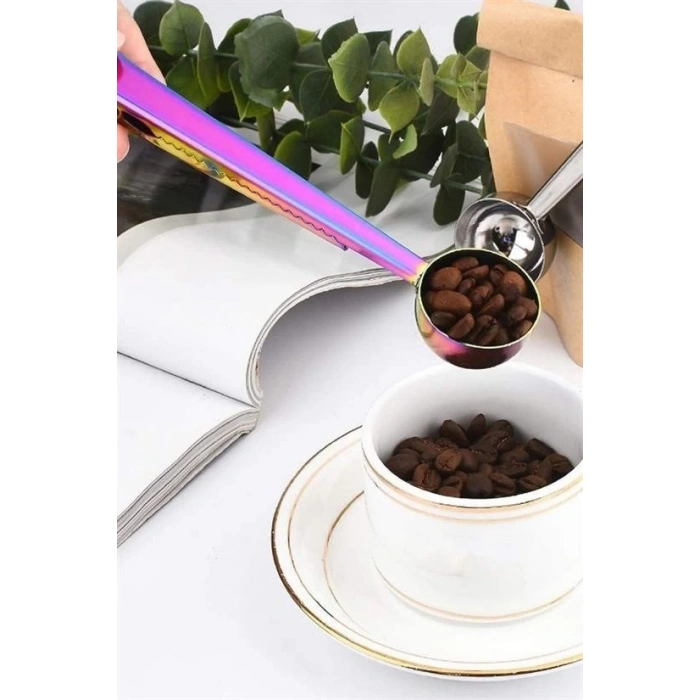 Adshome® Mandallı Kahve Ölçü Kaşığı Renkli Çok Fonksiyonlu Paslanmaz Çelik Kaşık