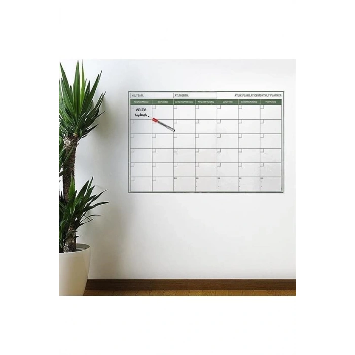 Adshome® Manyetik Yapışkanlı Bir Aylık Program Planlayıcı Takvim 85x56 cm