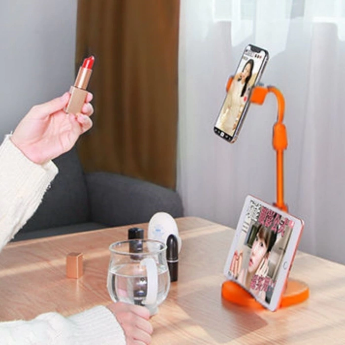 Adshome® Masa Üstü Tablet ve Telefon Tutucu Plastik Aparat Turuncu Telefon Standı