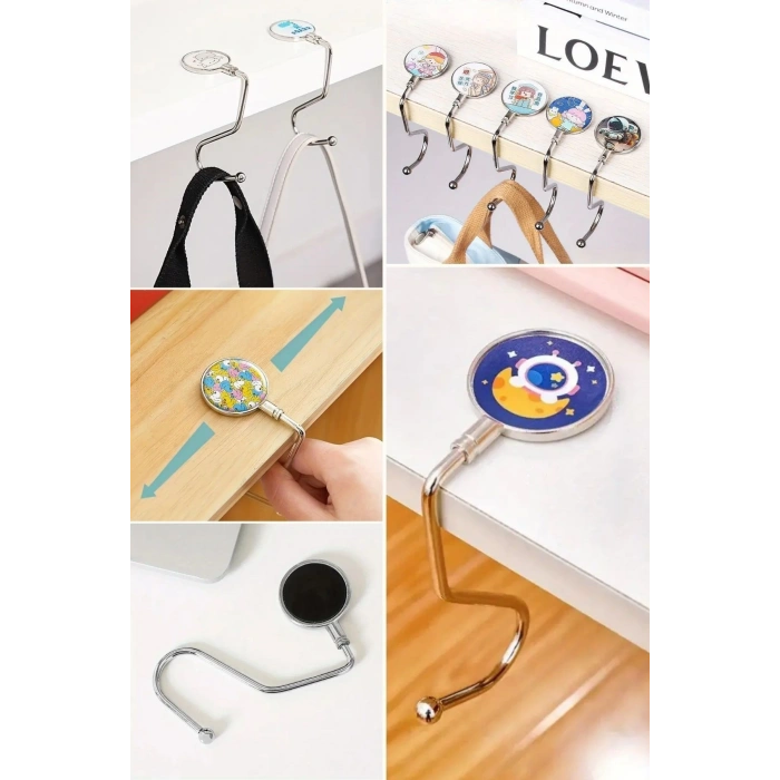 Adshome® Masaya Takılabilen Çanta Askısı Çanta Tipi Pratik Metal Çanta Kanca