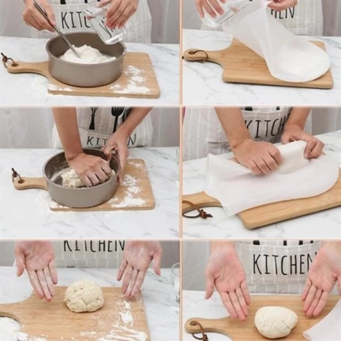 Adshome® Orta Hamur Torbası Silikon Şeffaf Hamur Yoğurma Torbası Ekmek Makarna Mantı  Hamuru Kolay Yo