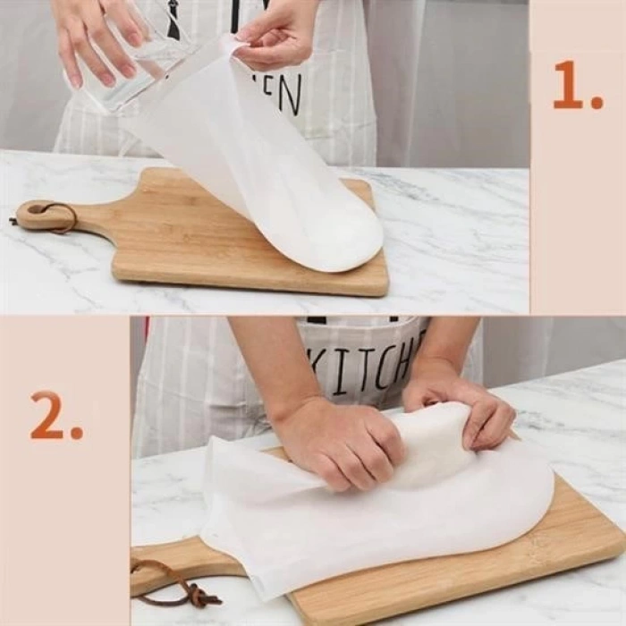 Adshome® Orta Hamur Torbası Silikon Şeffaf Hamur Yoğurma Torbası Ekmek Makarna Mantı  Hamuru Kolay Yo