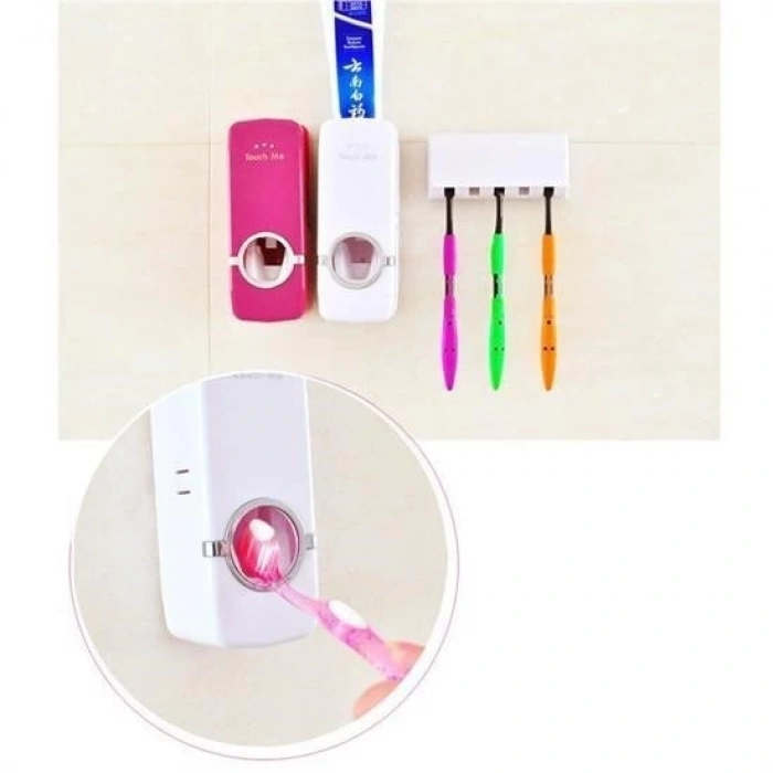 Adshome® Otomatik Diş Macunu Sıkacağı ve 5 Adet Diş Fırası Tutacağı Diş Fırçalığı