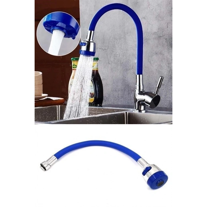 Adshome® Oynar Başlıklı Tasarruflu Kubar Musluk Borusu ve Başlığı Mavi