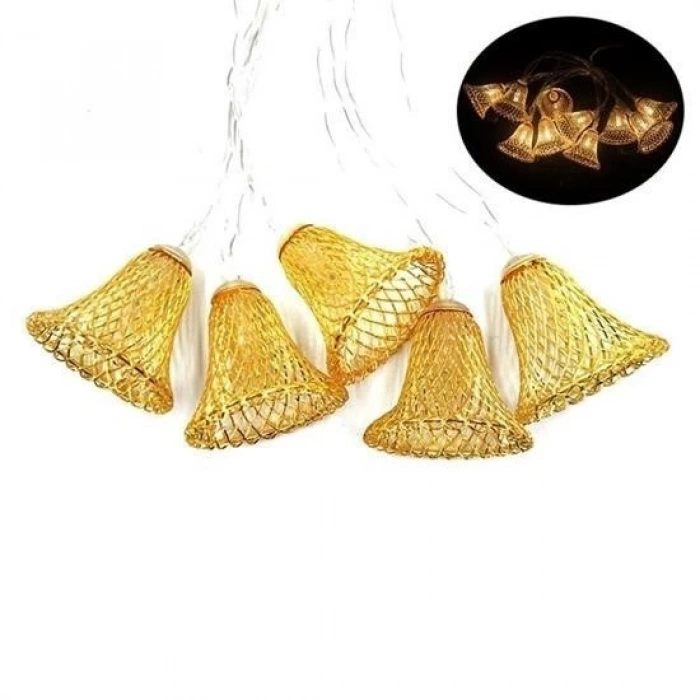 Adshome® Parti ve Özel Gün Dekorasyonu Çan Şeklinde Metal Şerit Led Işık