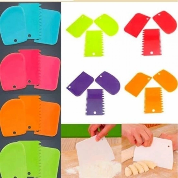 Adshome® Pasta Hamur Şekillendirici Spatula Kesici Kazıyıcı Dekoratör Set