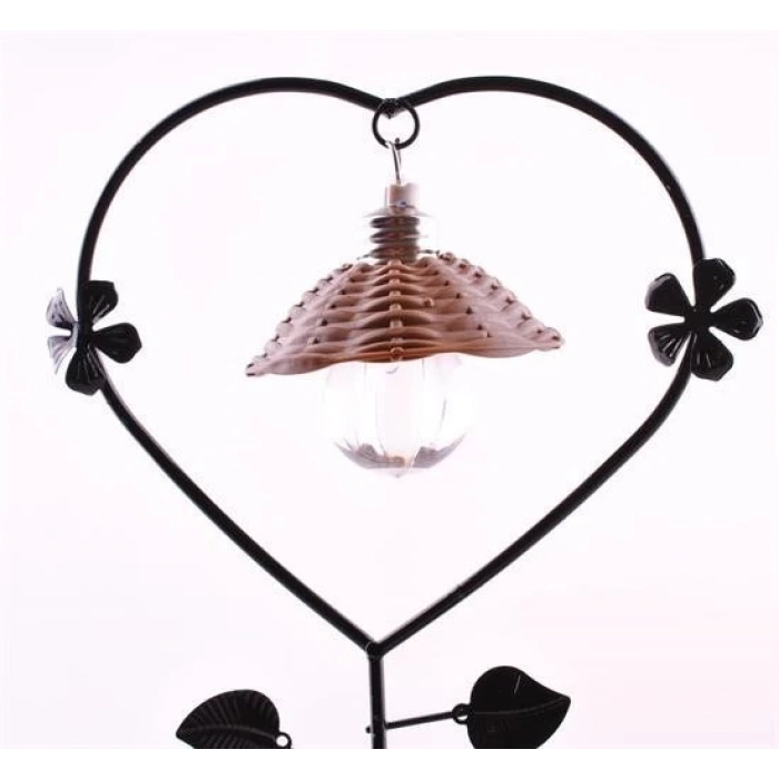 Adshome® Pilli Işıklı Romantik Çift Tema Büyük Boy Dekoratif Ahşap Biblo