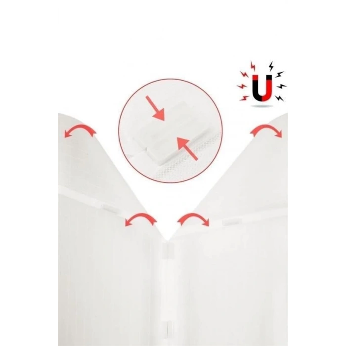 Adshome® Pratik Manyetik Mıknatıslı Beyaz Kapı Pencere Sinekliği Tülü 90 x 210 cm