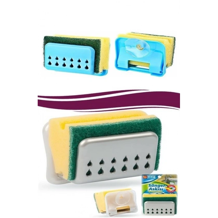 Adshome® Pratik Mutfak Lavabo Vantuzlu Bulaşık Süngeri Askısı Aparatı