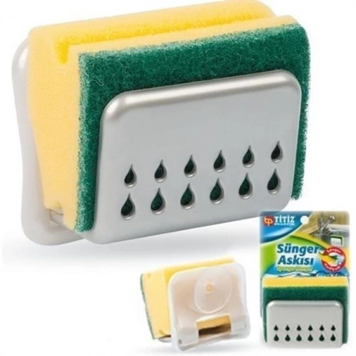 Adshome® Pratik Mutfak Lavabo Vantuzlu Bulaşık Süngeri Askısı Aparatı