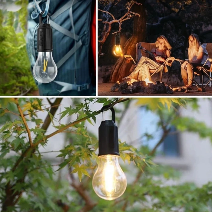 Adshome® Şarj Olabilen 3 Farklı Mod LEDli Kendiliğinden Asma Kancalı Kamp,Dış Cephe Lambası