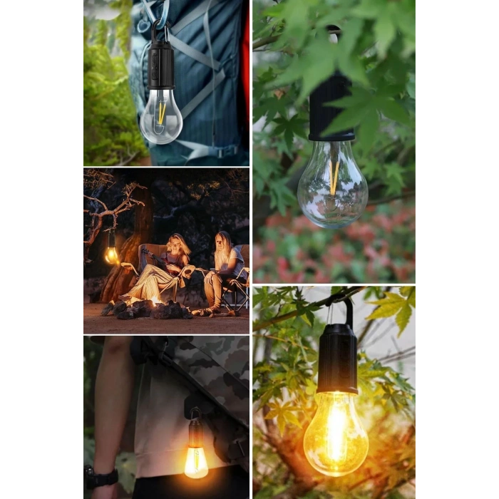 Adshome® Şarj Olabilen 3 Farklı Mod LEDli Kendiliğinden Asma Kancalı Kamp,Dış Cephe Lambası