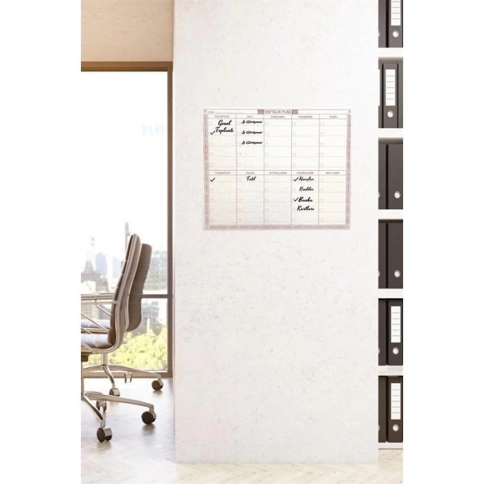 Adshome® Şeffaf Kendiliğinden Yapışkanlı Kalemli Haftalık Planlayıcı 40cm-50cm