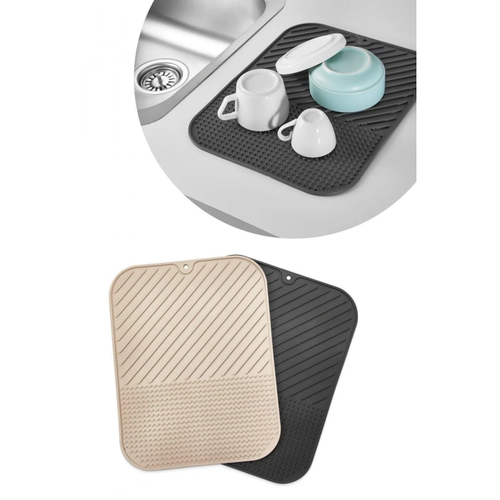 Adshome® Silikon Kaydırmaz Mutfak İçin Bulaşık Matı, Çok Amaçlı Kurutmalık 36x28cm