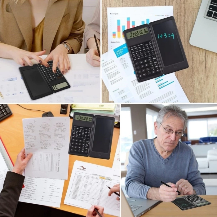 Adshome® Silinebilir LCD Yazı Tabletli,Kalemli Katlanabilir Bilimsel Hesap Makinesi