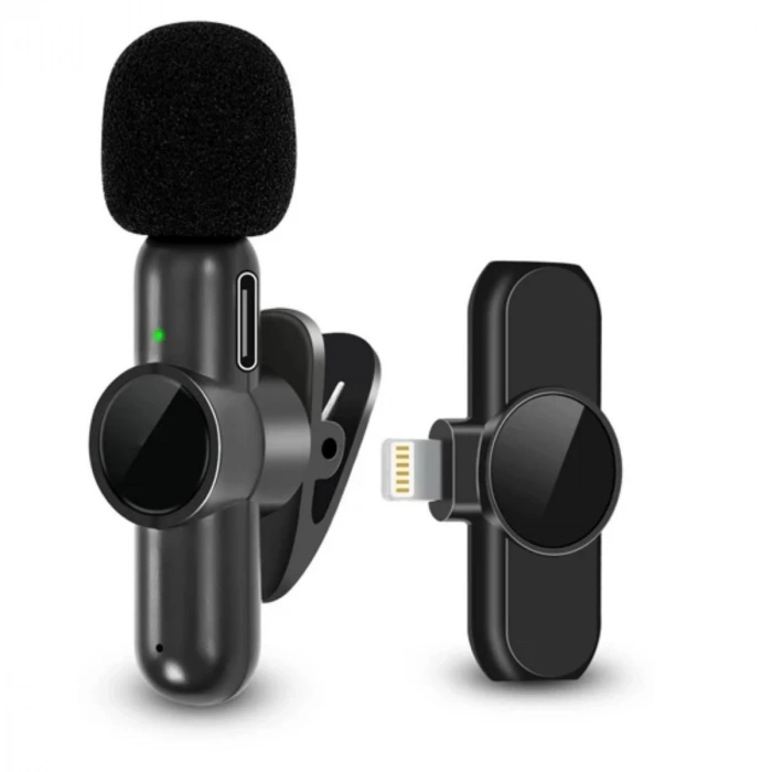 Adshome® Type C Uyumlu İphone Dönüştürücülü Kablosuz Yaka Mikrofonu Android ve İphone Uyumlu Mini Mikrofon