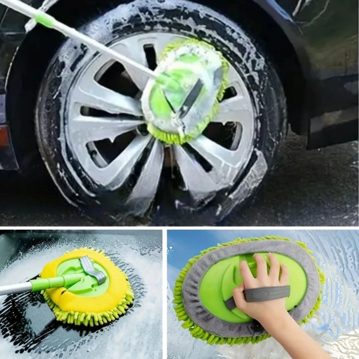 Adshome® Yedek Mikrofiber Bezli Oto Yıkama Mop Seti