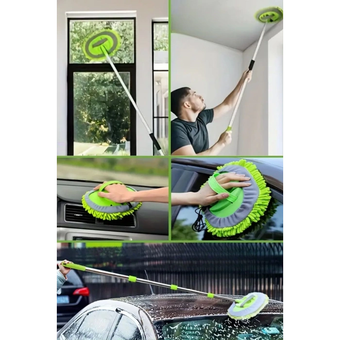 Adshome® Yedek Mikrofiber Bezli Oto Yıkama Mop Seti