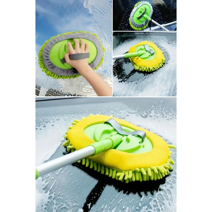 Adshome® Yedek Mikrofiber Bezli Oto Yıkama Mop Seti