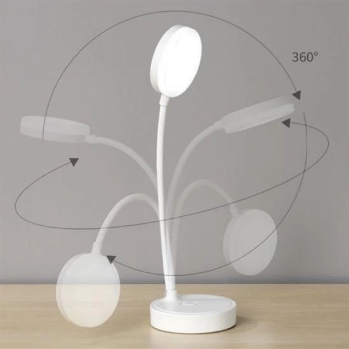 Adshome® Yuvarlak USBli Dokunmatik 3 Kademeli 360 Derece  Özel Göz Korumalı Led Lityum Masa Lambası