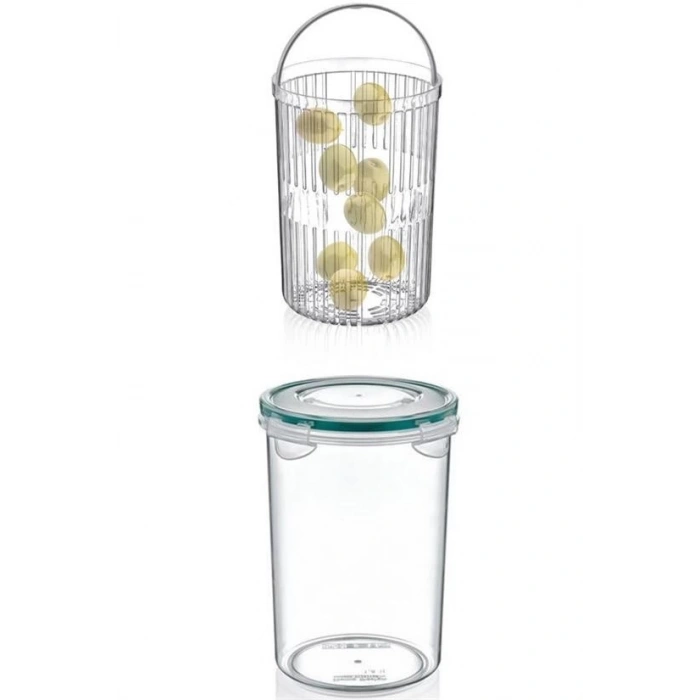 Adshome® Zeytin Turşu Sebze Yıkama Kutusu Klipsli Kapaklı Saklama Kabı