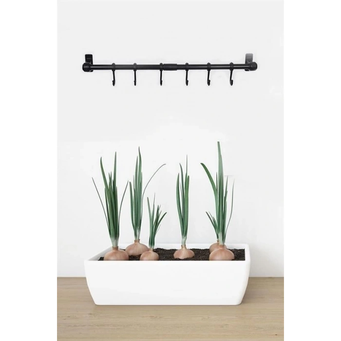 Adshome® Duvara Monte Edilen 6 Kancalı Dekor Kaşıklık ve Kupa Askısı