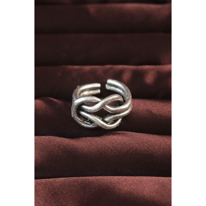 Gümüş Renk Düğüm Model Ayarlamalı Erkek Yüzük