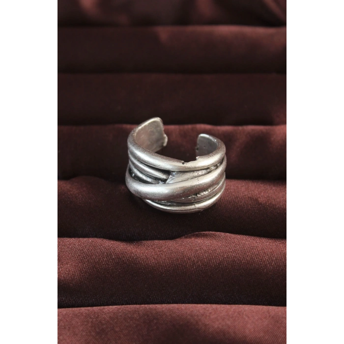 Gümüş Renk Kaburga Model Ayarlamalı Erkek Yüzük