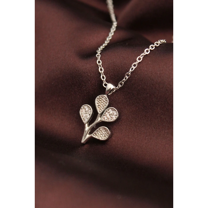 Gümüş Renk Zirkon Taşlı Çoklu Balon Kolye