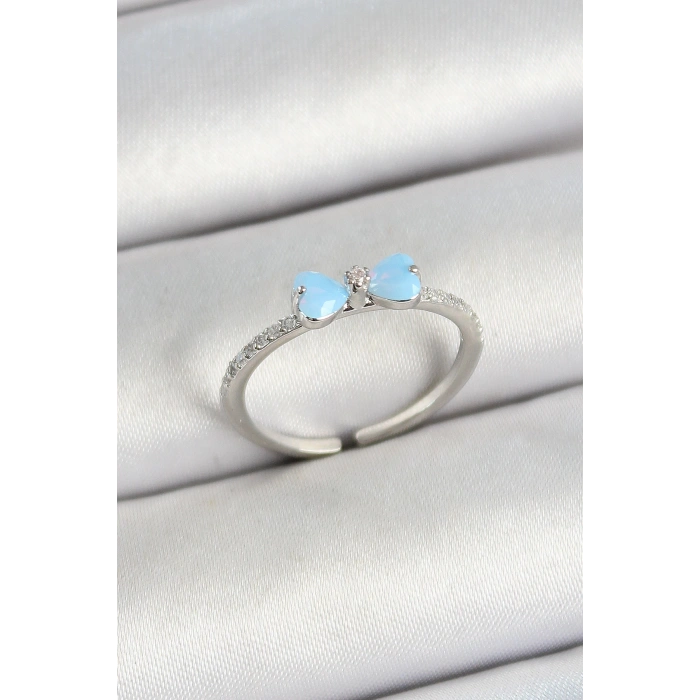 Pirinç Fiyonk Figürlü Zirkon Taşlı Gümüş Renk Ayarlanabilir Kadın Yüzük