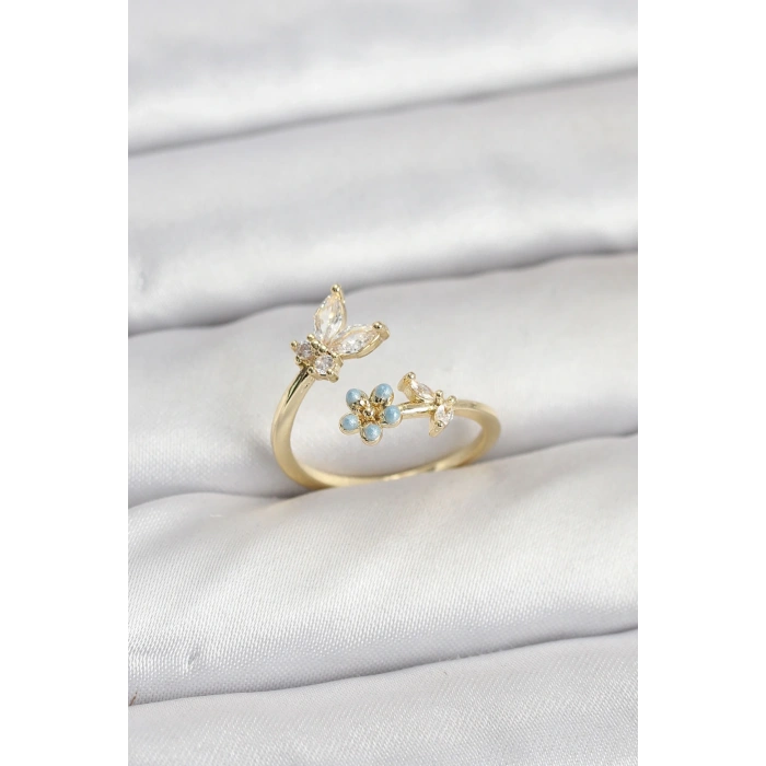 Pirinç Gold Renk Kelebek Model Kadın Yüzük