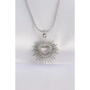 316L Çelik Zincir Gümüş Renk Kalp Güneşi Tasarımlı Kolye