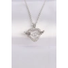 316L Çelik Zincir Gümüş Renk Zirkon Taşlı Kanatlı Kalp Kolye