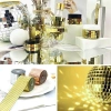 Adshome®1 Metre Uzunluğunda Gold Renk Aynalı Mozaik Taşlı Dekor Bandı 4 cm x 1 mt