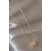 Gold Renk Zirkon Taşlı Küp Model C Harfli Kolye