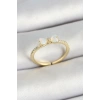 Pirinç Fiyonk Figürlü Zirkon Taşlı Gold Renk Ayarlanabilir Kadın Yüzük